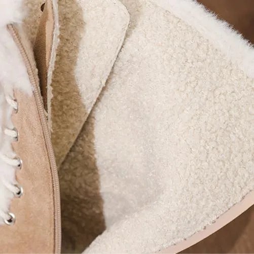 Vintage Retro Tan Suede Winter Snow Platform Boots